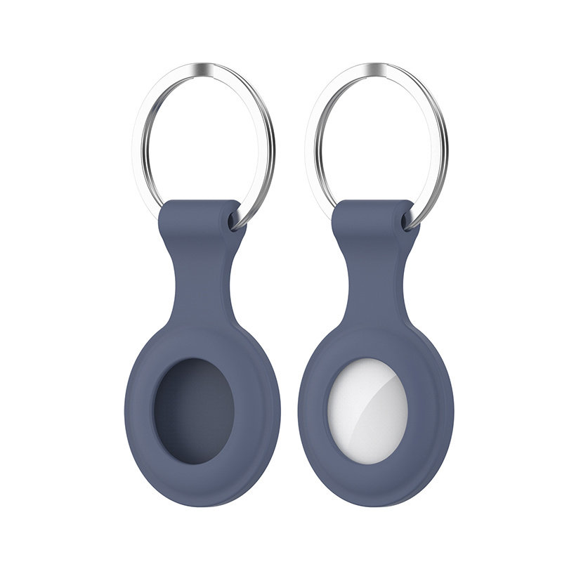Case2go - Sleutelhanger geschikt voor Airtag - Siliconen hoesje - 1 Stuk - Blauw afbeelding