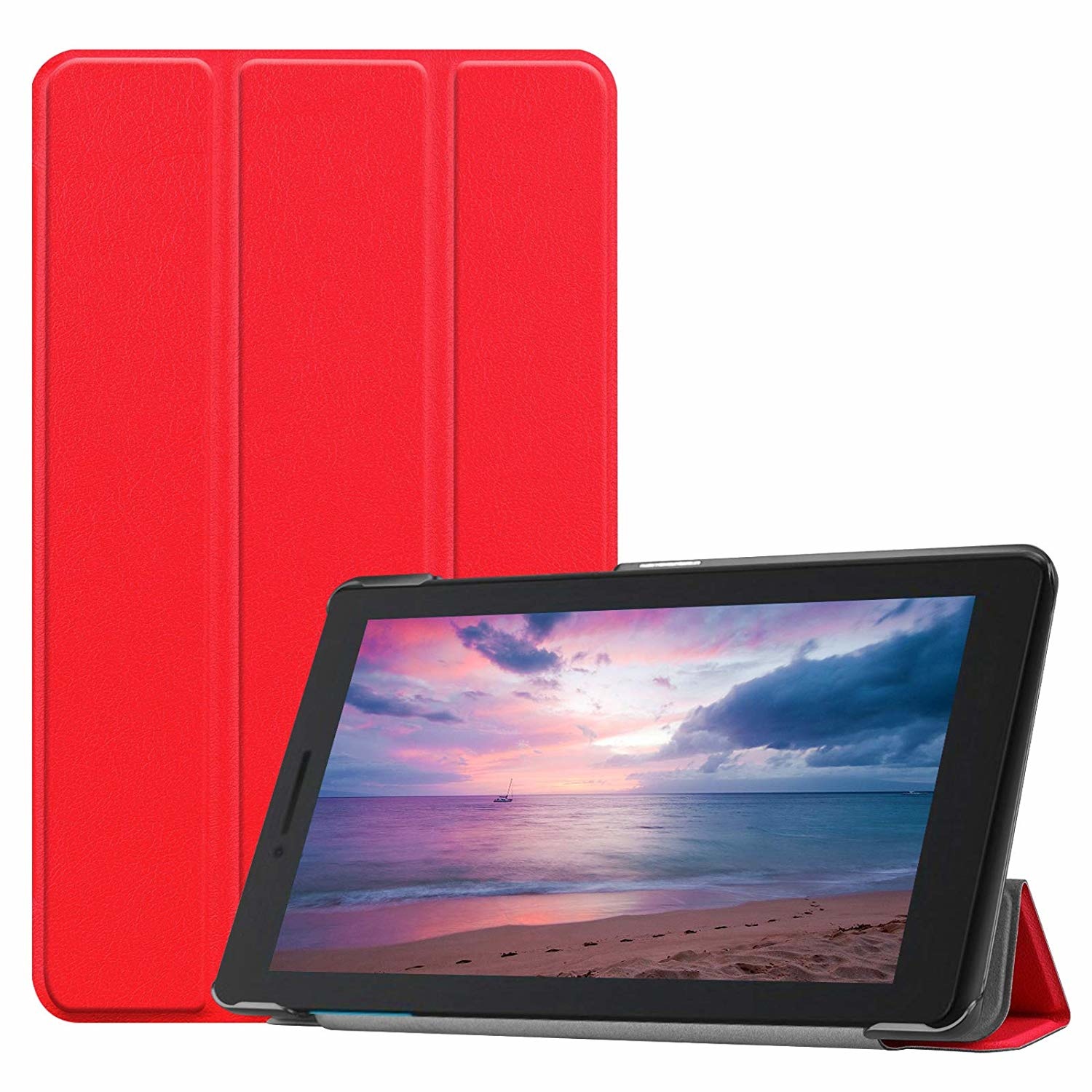 Tablet hoes geschikt voor Lenovo Tab E8 hoes (TB-8304F) - Tri-Fold Book Case - Rood afbeelding