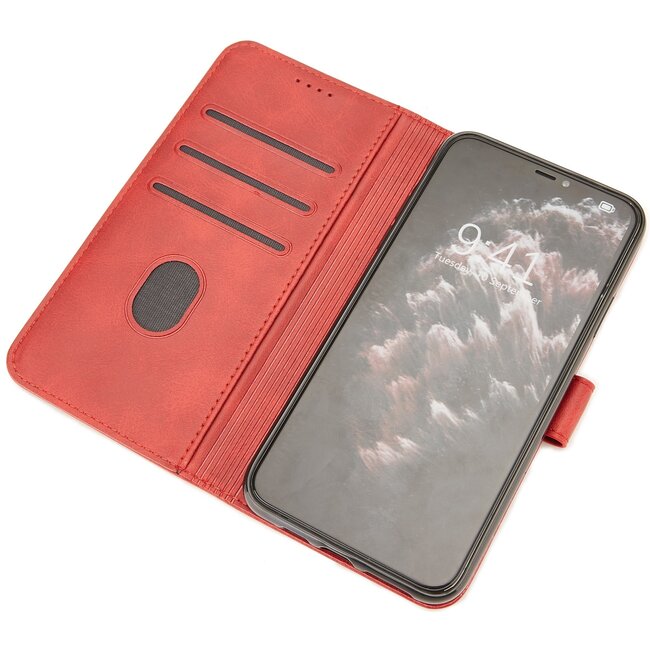 Case2go - Hoesje geschikt voor Samsung Galaxy Note 10 Lite - Wallet Book Case -  Ruimte voor 3 pasjes - Rood