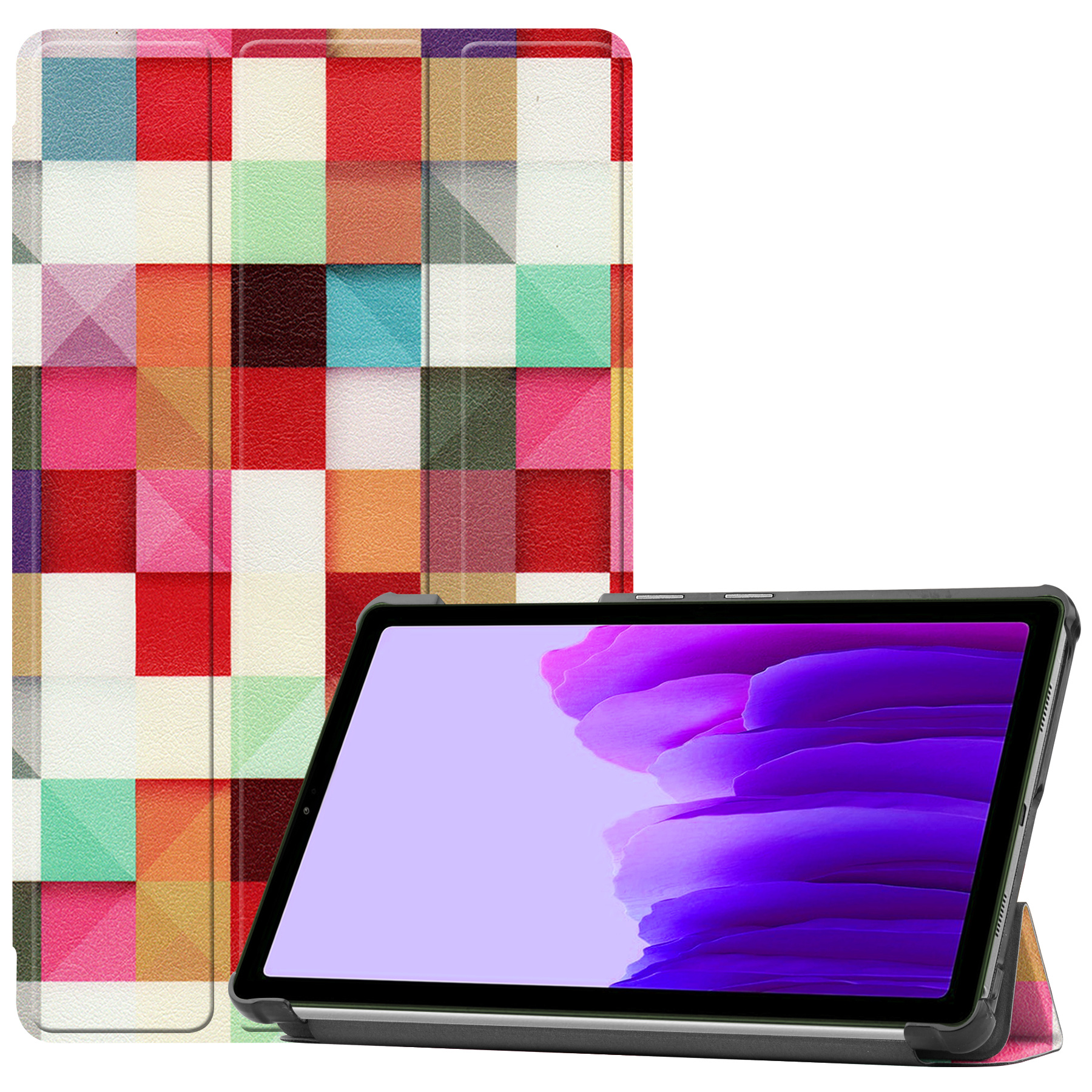 Case2go - Tablet Hoes geschikt voor Samsung Galaxy Tab A7 Lite (2021) - Tri-Fold Book Case - Blocks afbeelding