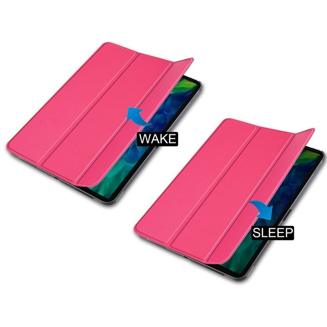 Tablet hoes voor Apple iPad Pro 2021 / 2020 tri-fold hoes - Case met Auto Wake/Sleep functie - Magenta
