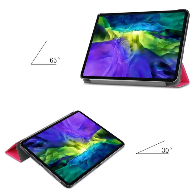 Tablet hoes voor Apple iPad Pro 2021 / 2020 tri-fold hoes - Case met Auto Wake/Sleep functie - Magenta