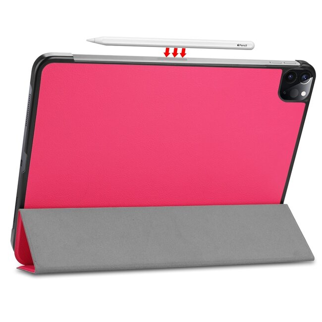Tablet hoes voor Apple iPad Pro 2021 / 2020 tri-fold hoes - Case met Auto Wake/Sleep functie - Magenta