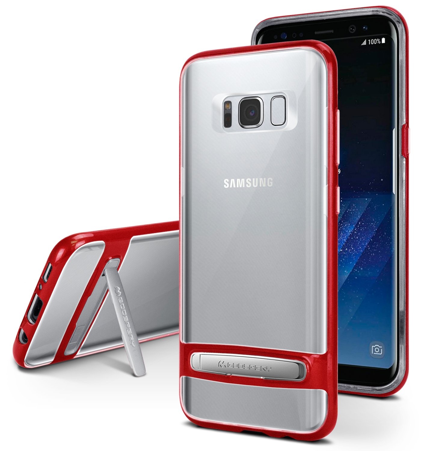 Hoesje geschikt voor Samsung Galaxy S9 Plus - goospery dream stand bumper case - rood afbeelding