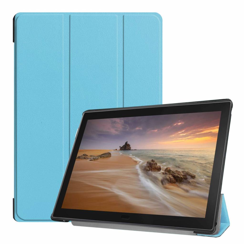 Tablet hoes geschikt voor Lenovo Tab E10 hoes - Tri-Fold Book Case - Licht Blauw - (TB-X104f) afbeelding