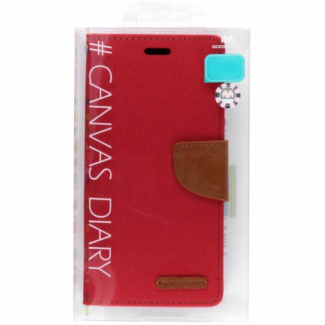 Hoesje geschikt voor Samsung Galaxy M20 - mercury canvas diary wallet case - rood