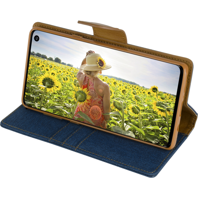 Telefoonhoesje geschikt voor iPhone 13 Mini - Mercury Canvas Diary Wallet Case - Hoesje met Pasjeshouder - Blauw