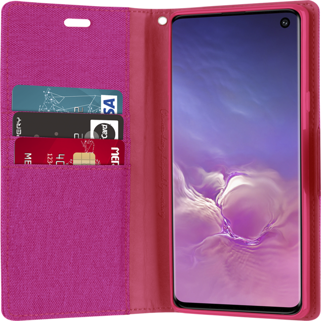 Hoesje geschikt voor Apple iPhone X / XS - Mercury Canvas Diary Wallet Case - Roze