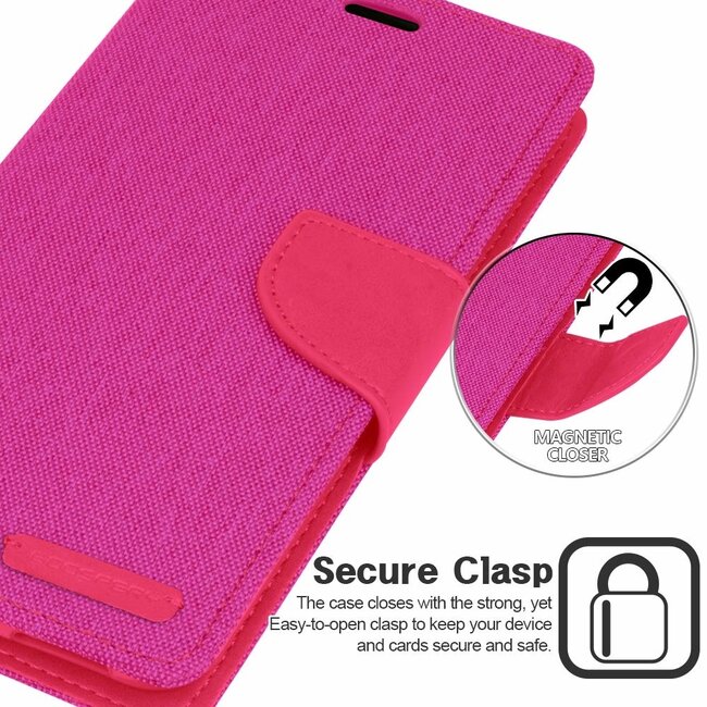 Hoesje geschikt voor Apple iPhone X / XS - Mercury Canvas Diary Wallet Case - Roze