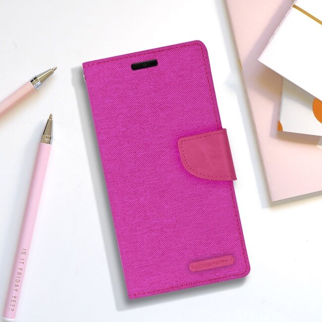 Hoesje geschikt voor Apple iPhone X / XS - Mercury Canvas Diary Wallet Case - Roze
