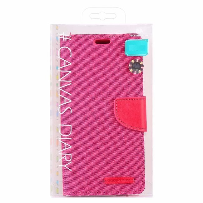 Hoesje geschikt voor Apple iPhone X / XS - Mercury Canvas Diary Wallet Case - Roze
