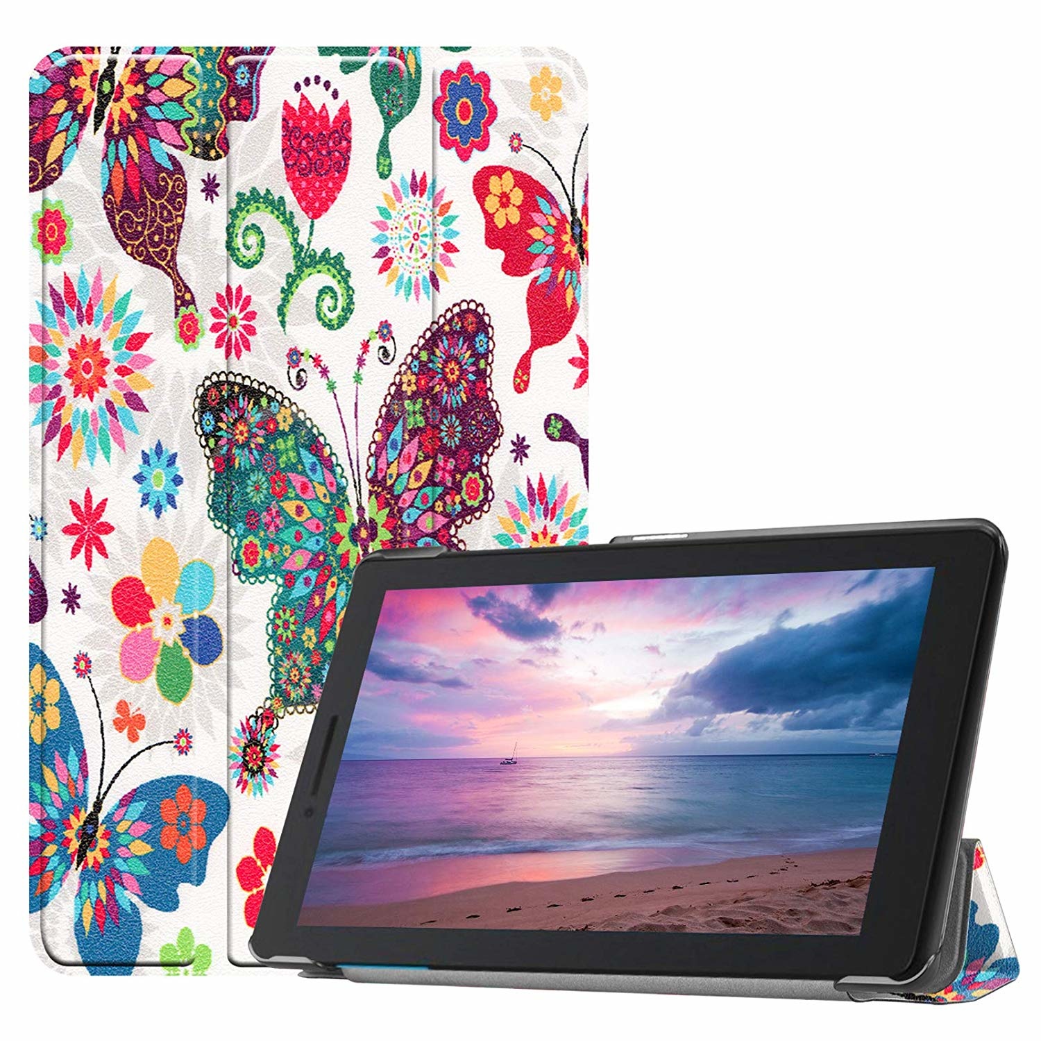 Tablet hoes geschikt voor Lenovo Tab E8 hoes (TB-8304F) - Tri-Fold Book Case - vlinders afbeelding