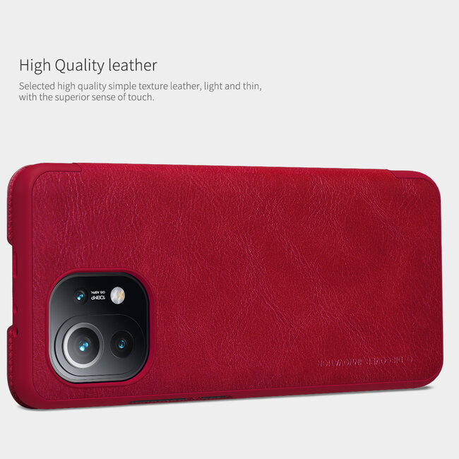 Hoesje geschikt voor Xiaomi Mi 11 - Qin Leather Case - Flip Cover - Rood