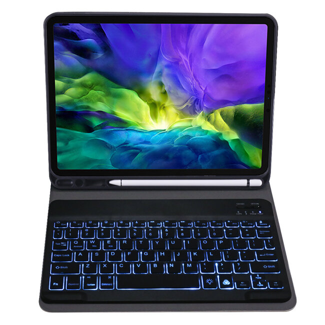 Bluetooth Keyboard Case geschikt voor Apple iPad Pro 11 (2022/2021/2020/2018) - Bluetooth Toetsenbord hoes - Toetsenbord verlichting - Zwart