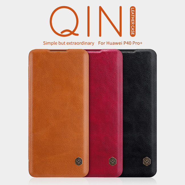 Hoesje geschikt voor Huawei P40 Pro Plus - Qin Leather Case - Flip Cover - Rood