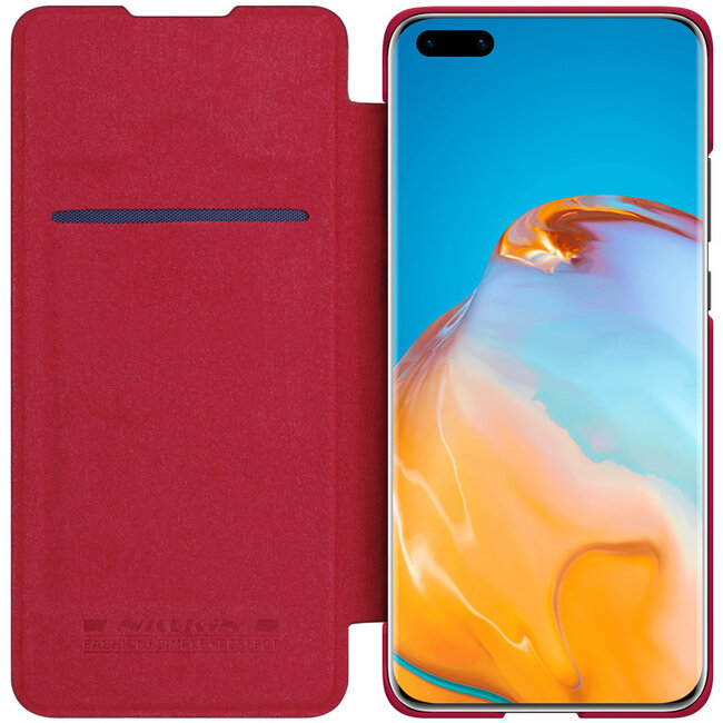 Hoesje geschikt voor Huawei P40 Pro Plus - Qin Leather Case - Flip Cover - Rood