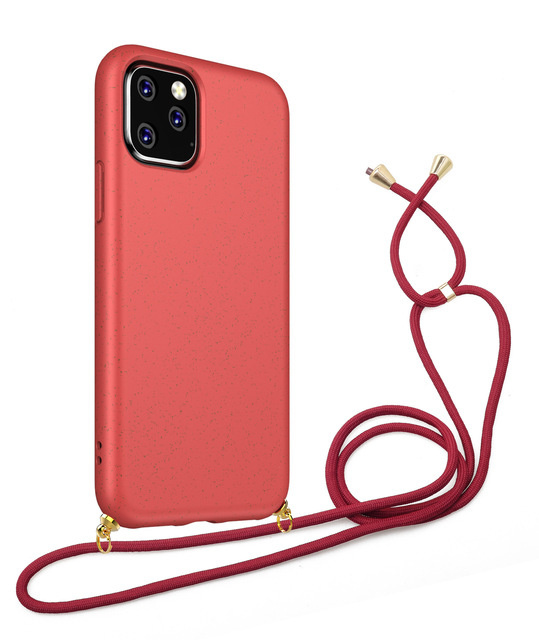 Hoesje Met Koord geschikt voor Apple iPhone 12 Pro Max - TPU Case - Siliconen Back Cover - Rood afbeelding