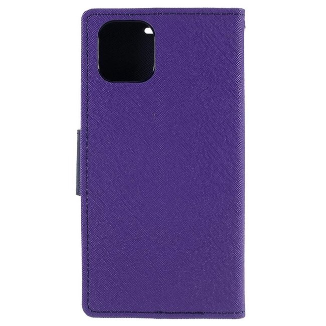 Telefoonhoesje geschikt voor Apple iPhone 13 Mini - Mercury Fancy Diary Wallet Case - Hoesje met Pasjeshouder - Paars/Blauw