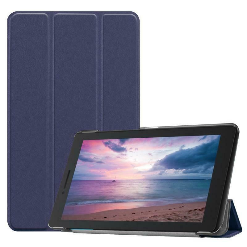 Tablet hoes geschikt voor Lenovo Tab E8 hoes (TB-8304F) - Tri-Fold Book Case - Donker Blauw afbeelding