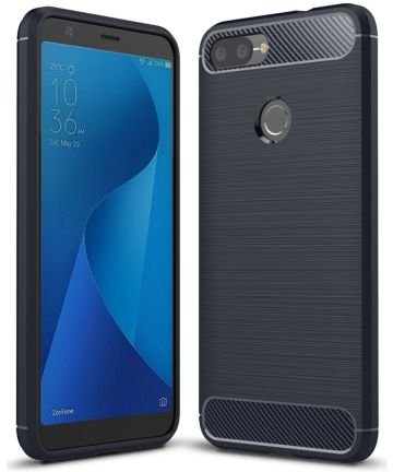 Asus Zenfone Max Plus M1 (ZB570TL) - Geborstelde TPU Cover - Donker Blauw afbeelding