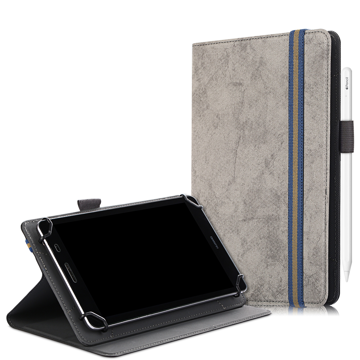 Universele 7/8 inch tablet hoes - Wallet Book Case - Grijs afbeelding