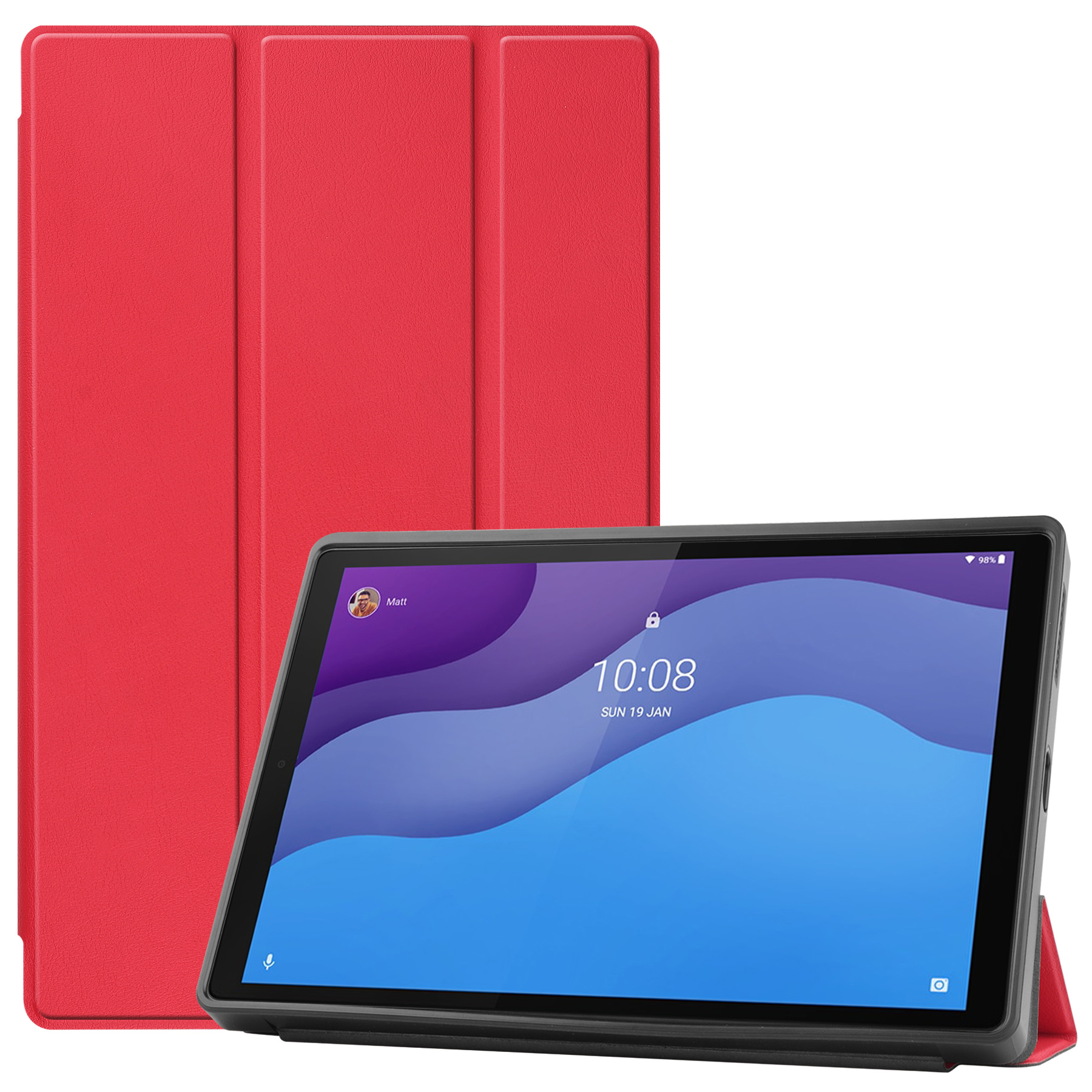 Tablet hoes geschikt voor Lenovo Tab M10 - 10.1 inch - TB-X306f - Book Case met TPU cover - Rood afbeelding
