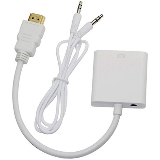 HDMI naar VGA met audio Adapter Kabel - 25 cm - 1080p Full HD - Wit