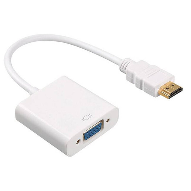 HDMI naar VGA met audio Adapter Kabel - 25 cm - 1080p Full HD - Wit