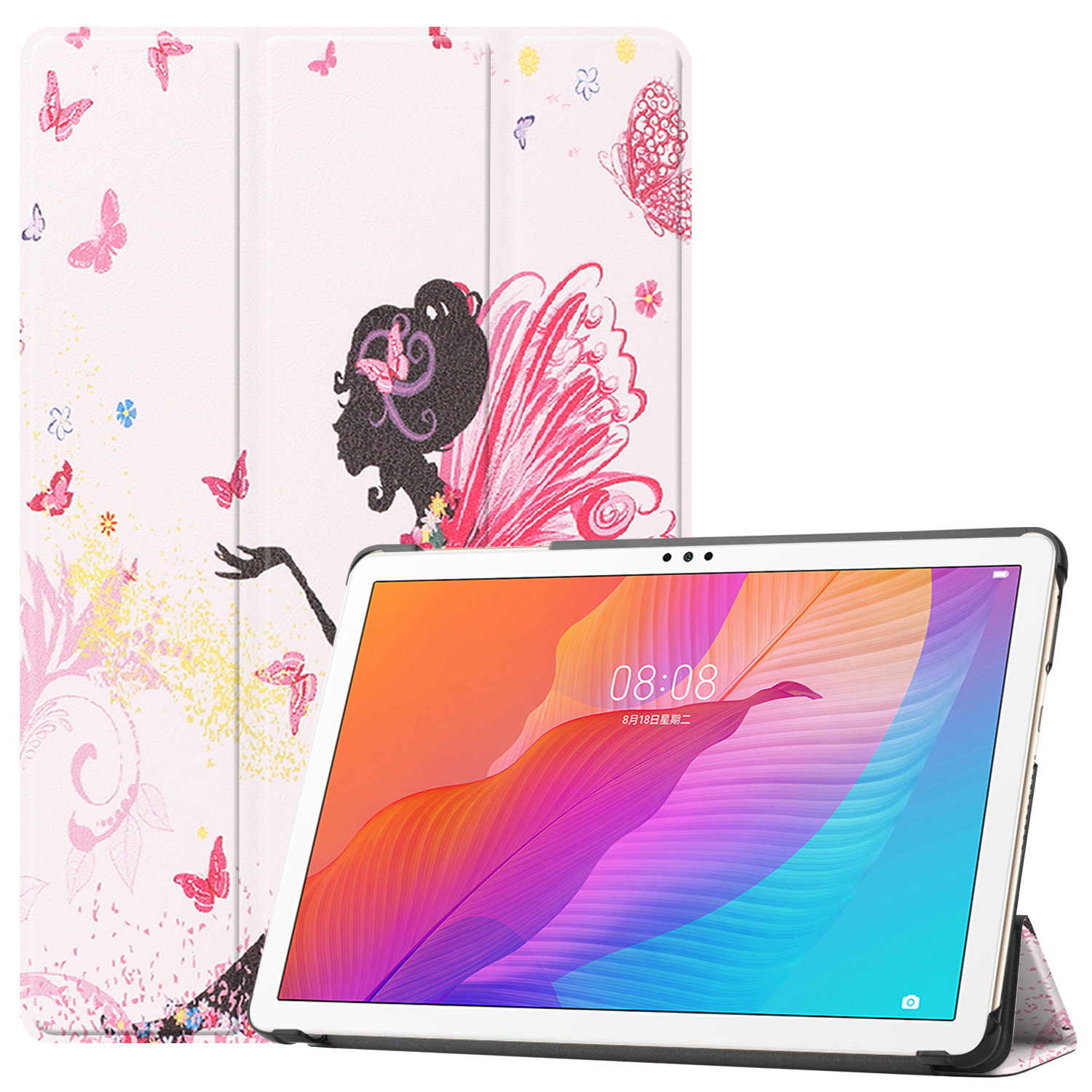 Tablet hoes geschikt voor Huawei MatePad T 10S  (10.1 Inch) - Tri-Fold Book Case - Flower Fee afbeelding