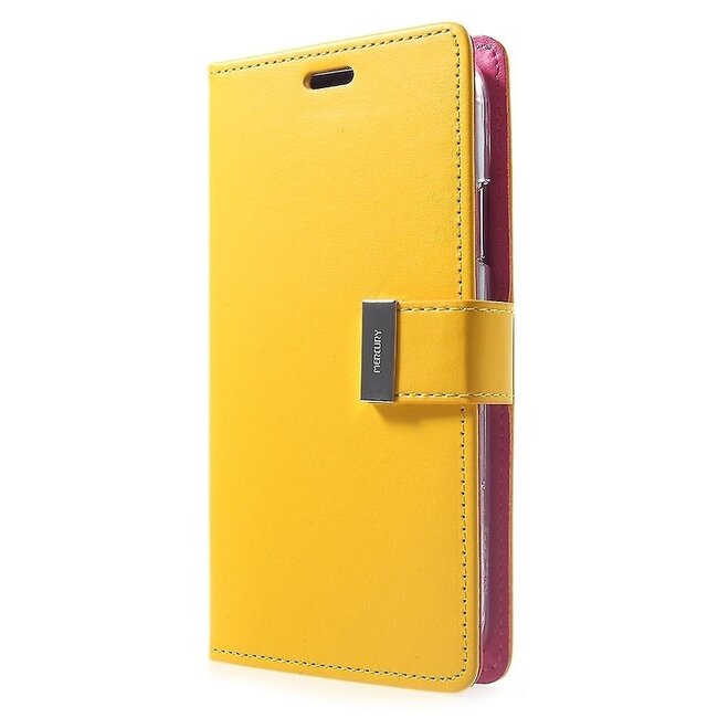 Hoesje geschikt voor Samsung Galaxy S21 Plus - goospery rich diary case - hoesje met pasjeshouder - geel