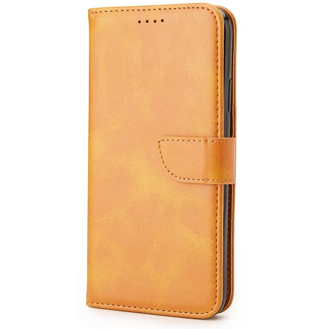 Case2go - Hoesje geschikt voor Samsung Galaxy A11 - Wallet Book Case -  Ruimte voor 3 pasjes - Licht Bruin