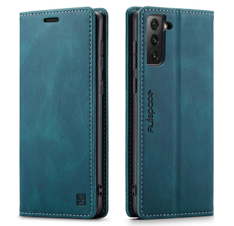 autspace - Hoesje geschikt voor Samsung Galaxy S21 Plus - wallet book case - magneetsluiting - met rfid bescherming - blauw afbeelding