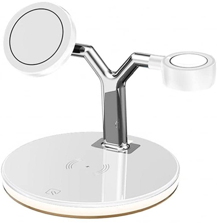 Draadloze snellader voor mobiele telefoon,  smartwatch en oordopjes -15W - 3 in 1 oplaadstation - Multifunctioneel docking station  - Wit afbeelding