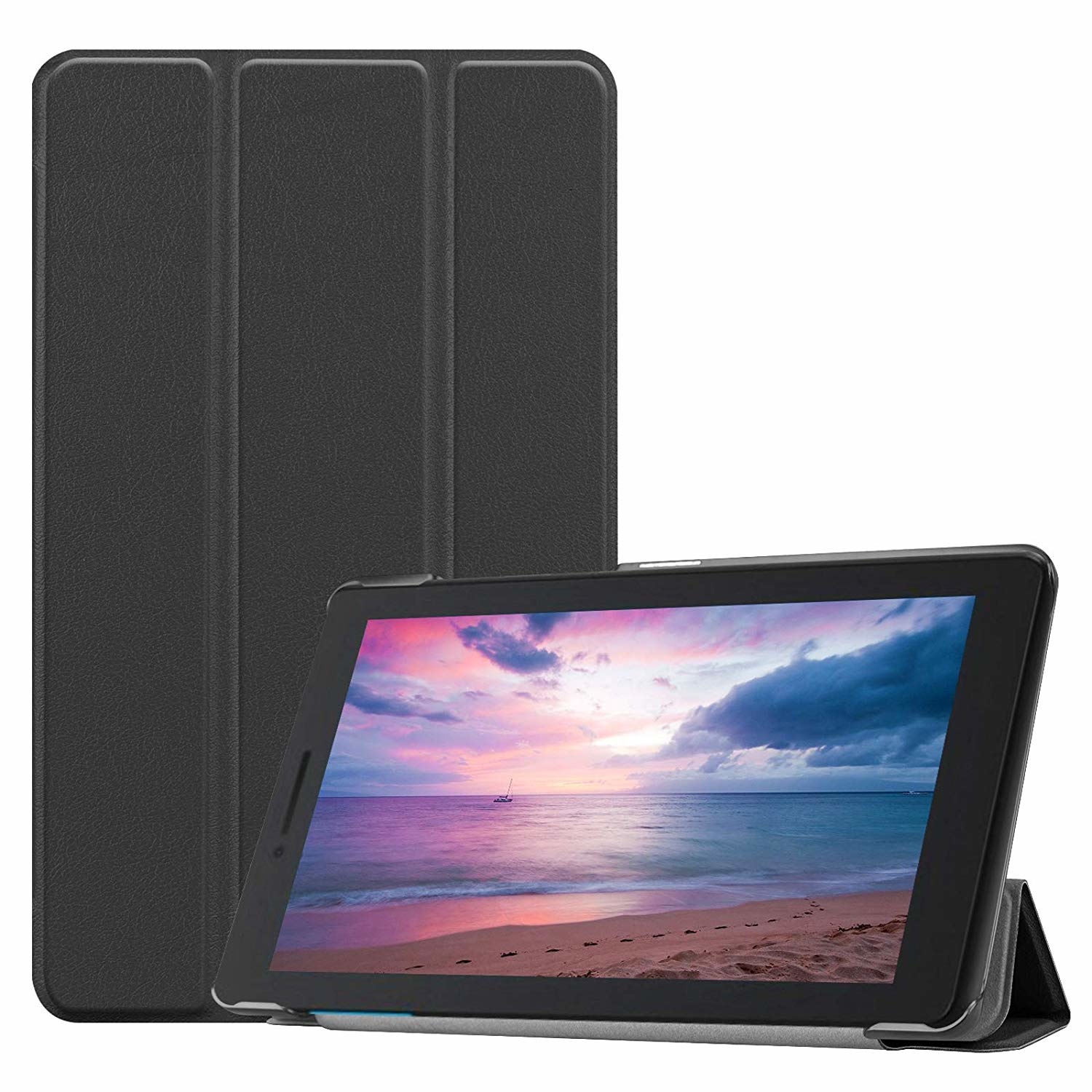 Tablet hoes geschikt voor Lenovo Tab E8 hoes (TB-8304F) - Tri-Fold Book Case - Zwart afbeelding