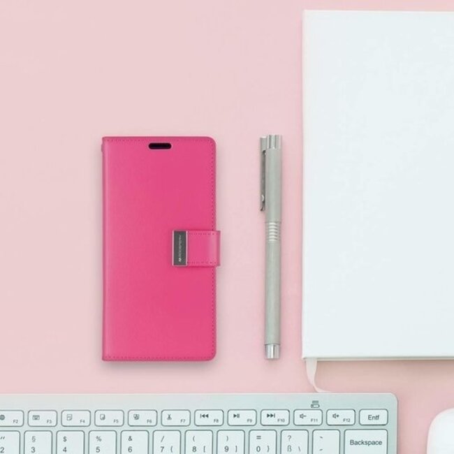 Hoesje geschikt voor Samsung Galaxy S21 Plus - goospery rich diary case - hoesje met pasjeshouder - magenta
