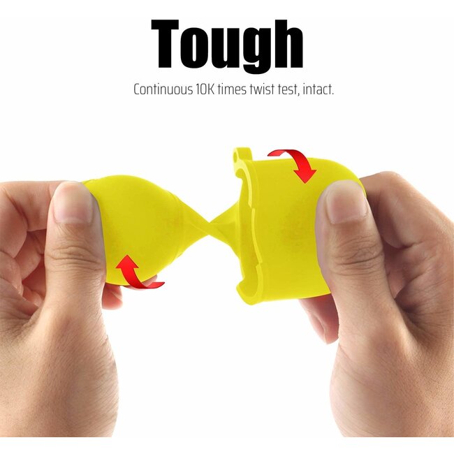 Case2go - Hoesje geschikt voor Apple Airpods - Siliconen Airpods Hoes met Karabijnhaak - Case voor Airpods 1/2 - Geel