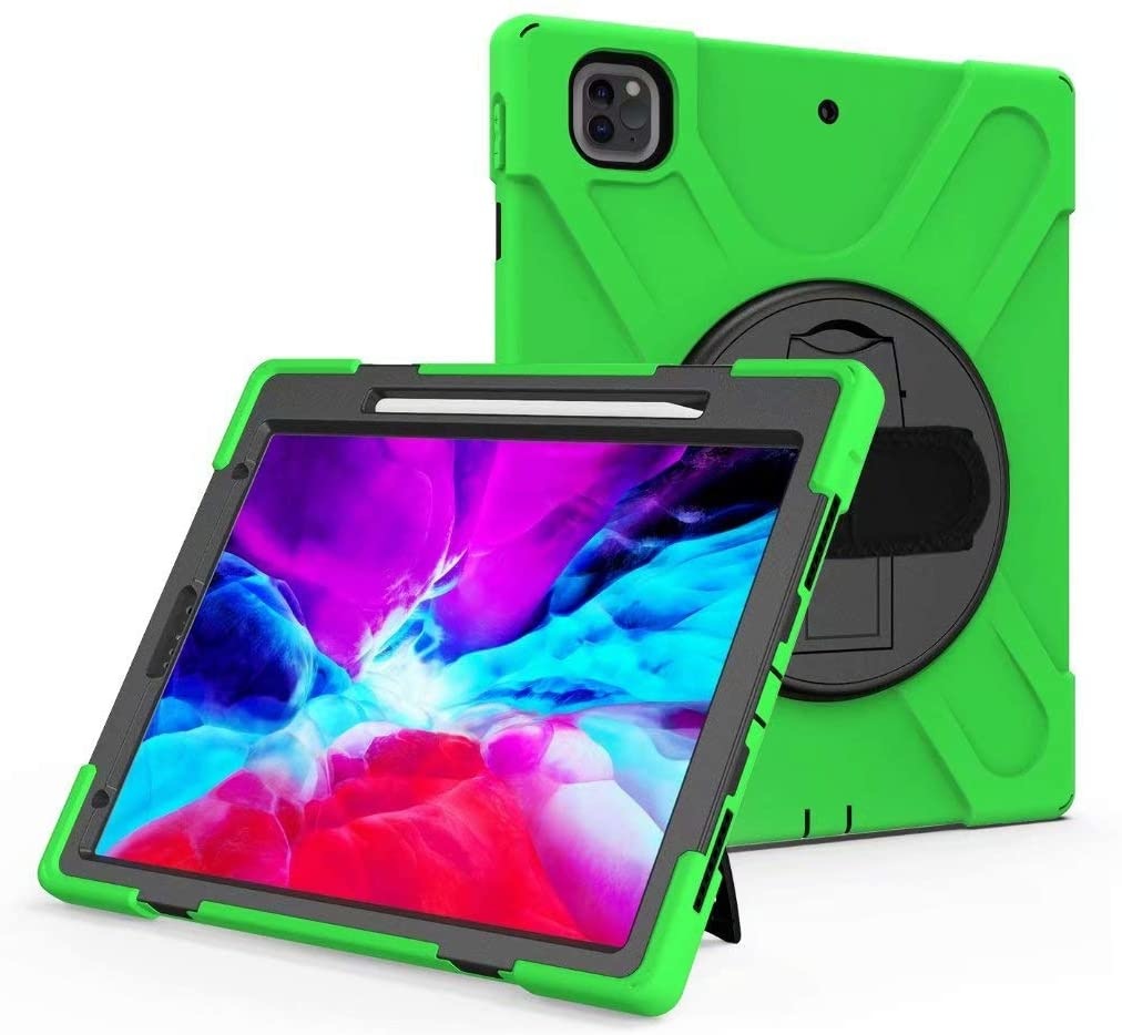 Tablet hoes geschikt voor iPad Pro 12.9 (2018/2020) - Hand Strap Armor Case - Groen afbeelding