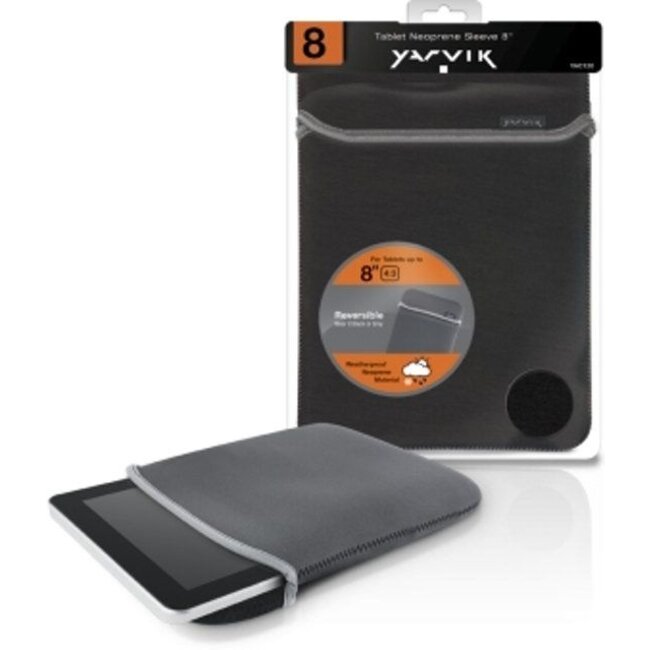 8 inch - universele neoprene tablet sleeve - Zwart / Grijs