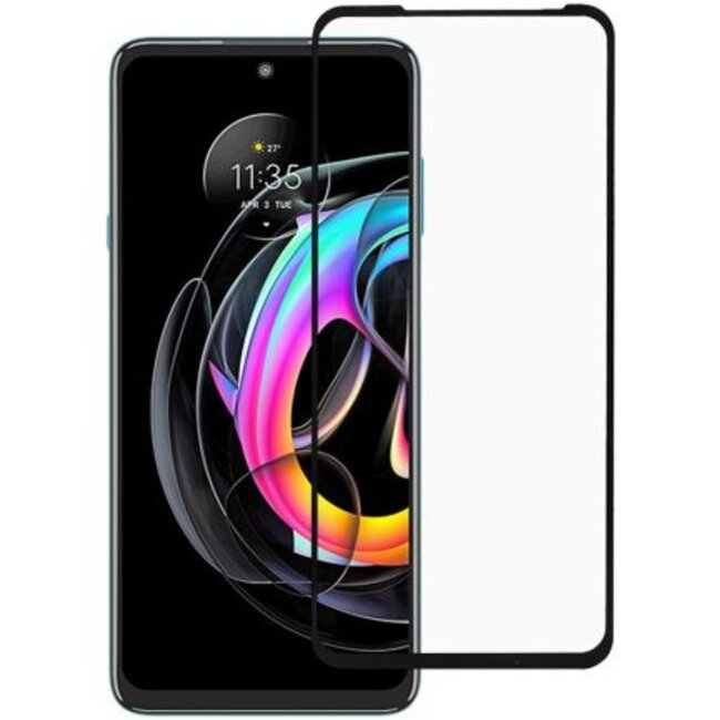 Screenprotector geschikt voor Motorola Edge 20 Lite - Full Cover Screenprotector - Zwart