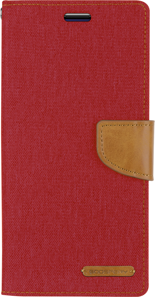 Hoesje geschikt voor iPhone 12 Pro Max - Mercury Canvas Diary Wallet Case - Hoesje met Pasjeshouder - Rood afbeelding