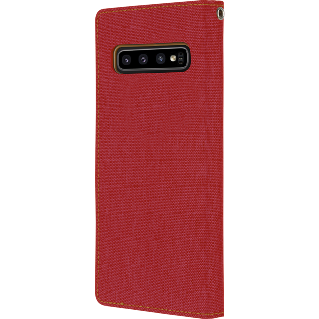 Hoesje geschikt voor iPhone 12 Pro Max - Mercury Canvas Diary Wallet Case - Hoesje met Pasjeshouder - Rood