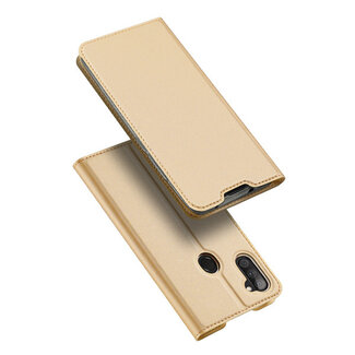 Hoesje geschikt voor Samsung Galaxy A11 - dux ducis skin pro book case - goud