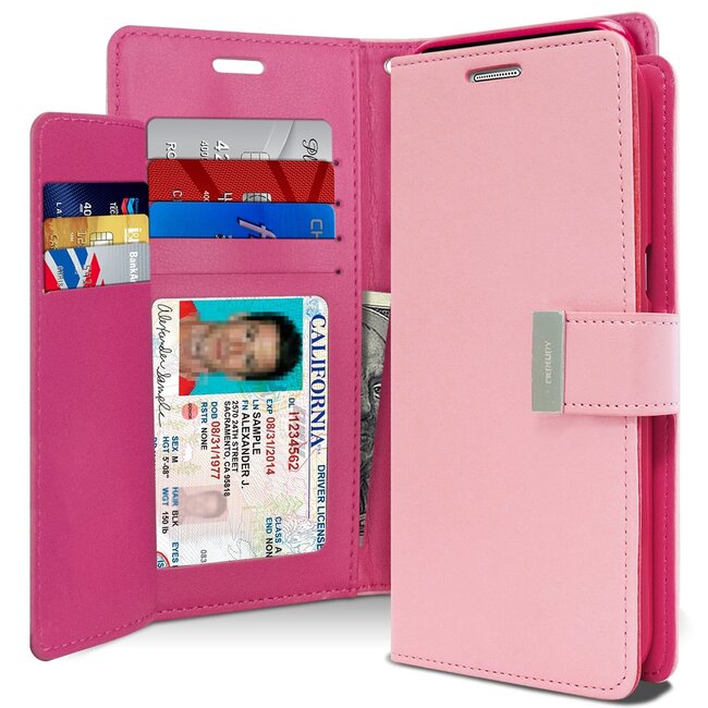 Wallet Case geschikt voor iPhone XS Max - Goospery Rich Diary - Roze