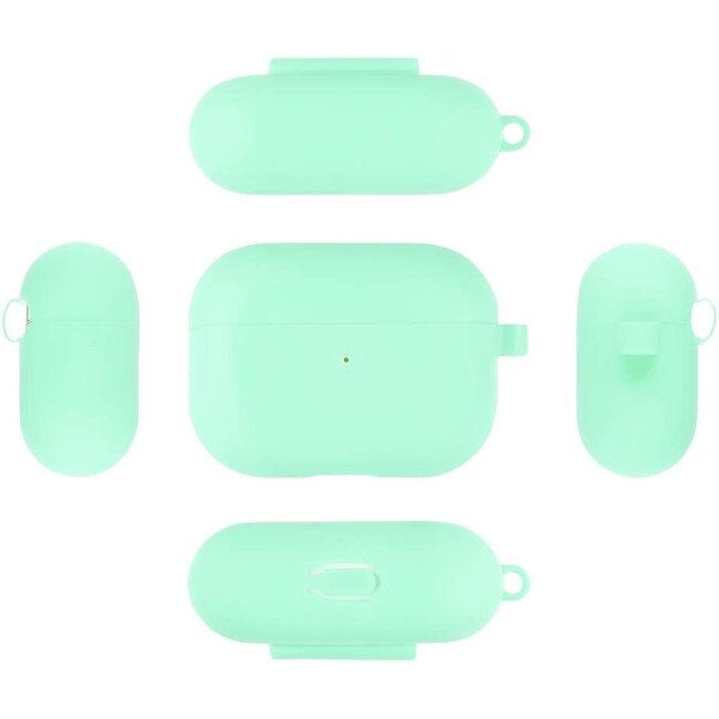 Goospery - Hoes geschikt voor Airpods Pro Case - Siliconen beschermhoes met opdruk  - Turquoise