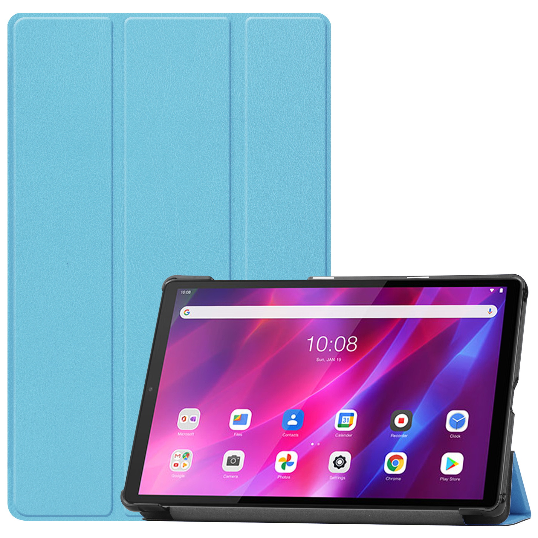 Tablet hoes geschikt voor Lenovo Tab K10 (10.3 Inch) - Tri-Fold Book Case - Licht Blauw afbeelding