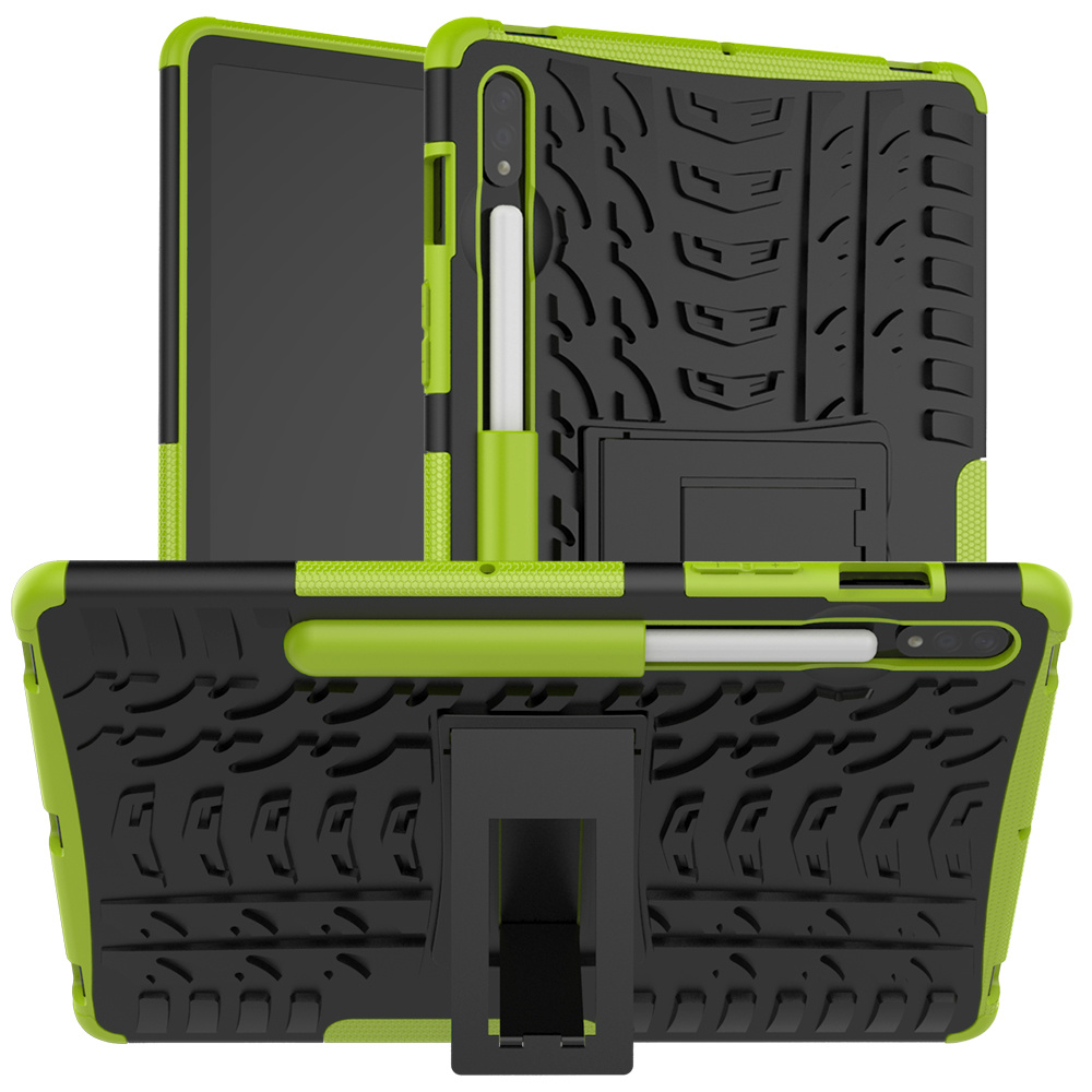 Tablet hoes geschikt voor Samsung Galaxy Tab S7 - Schokbestendige Back Cover - Met pencil houder - Groen afbeelding
