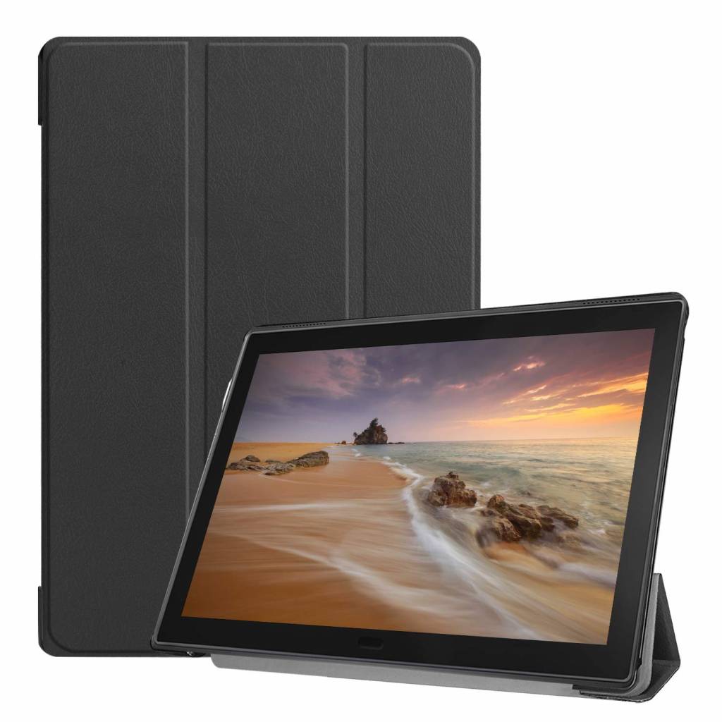 Tablet hoes geschikt voor Tablet hoes geschikt voor Lenovo Tab E10 hoes (TB-X104f) - Tri-Fold Book Case - Zwart afbeelding
