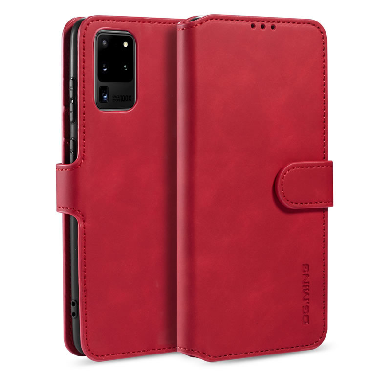 caseme - Hoesje geschikt voor Samsung Galaxy S20 Ultra - met magnetische sluiting - ming serie - leren book case - rood afbeelding
