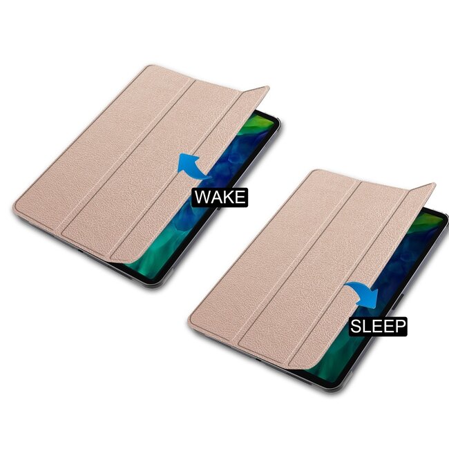 Tablet hoes voor Apple iPad Pro 2021 / 2020 tri-fold hoes - Case met Auto Wake/Sleep functie - Goud