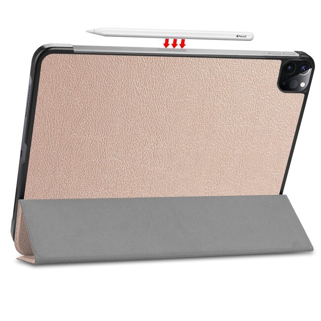 Tablet hoes voor Apple iPad Pro 2021 / 2020 tri-fold hoes - Case met Auto Wake/Sleep functie - Goud